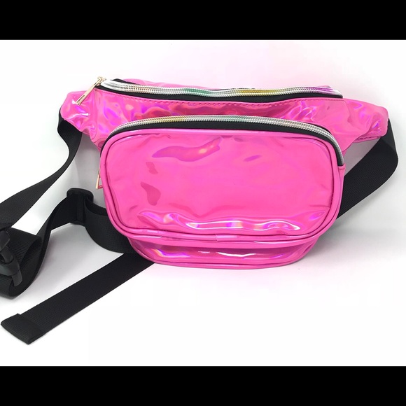 Fanny Pack Polyurethane Mini Bag w Rainbow Shine - Picture 3 of 5